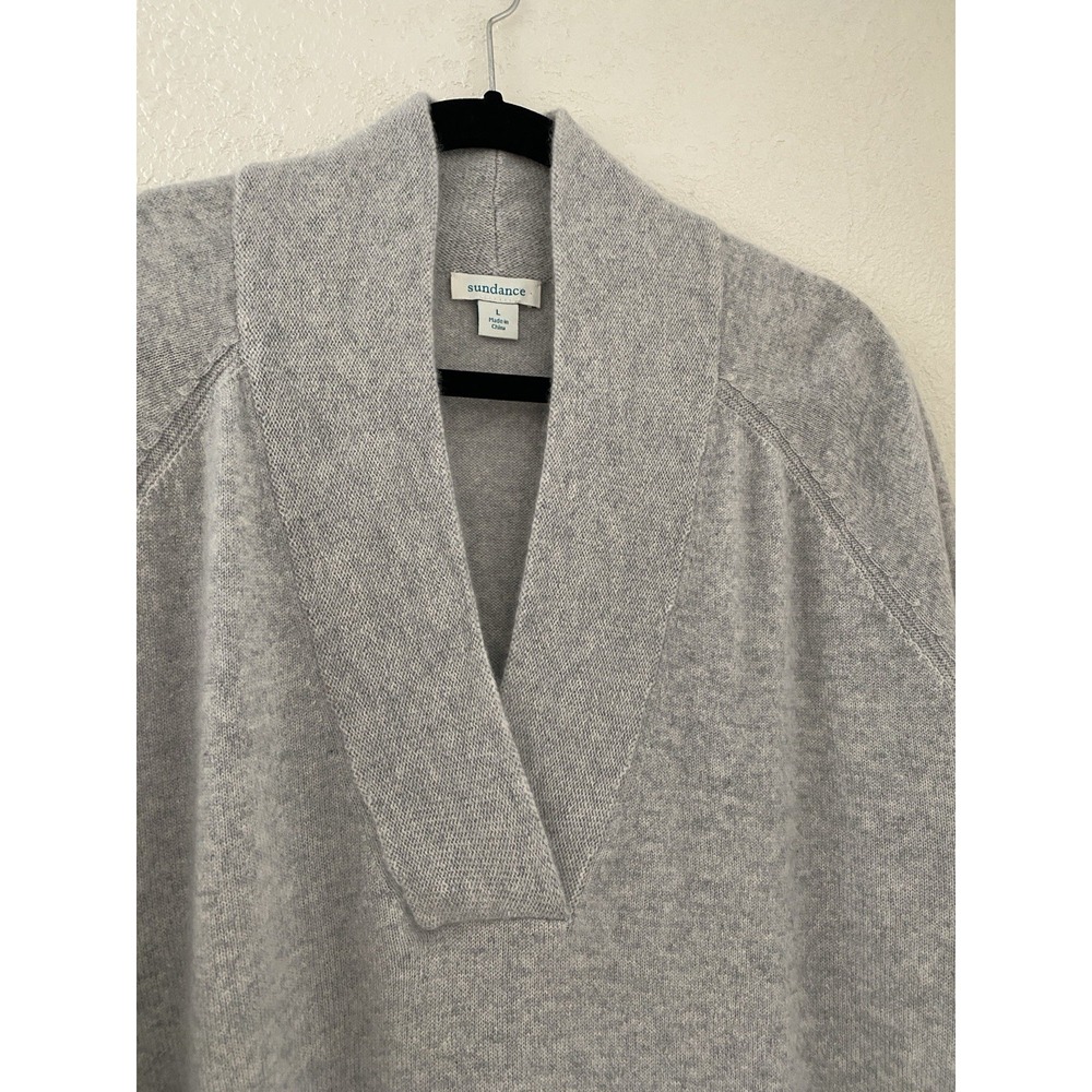 Sundance Size XL Womens Grey 100% Cashmere V Neck Soft Comfy Knit Sweater - Picture 2 of 10